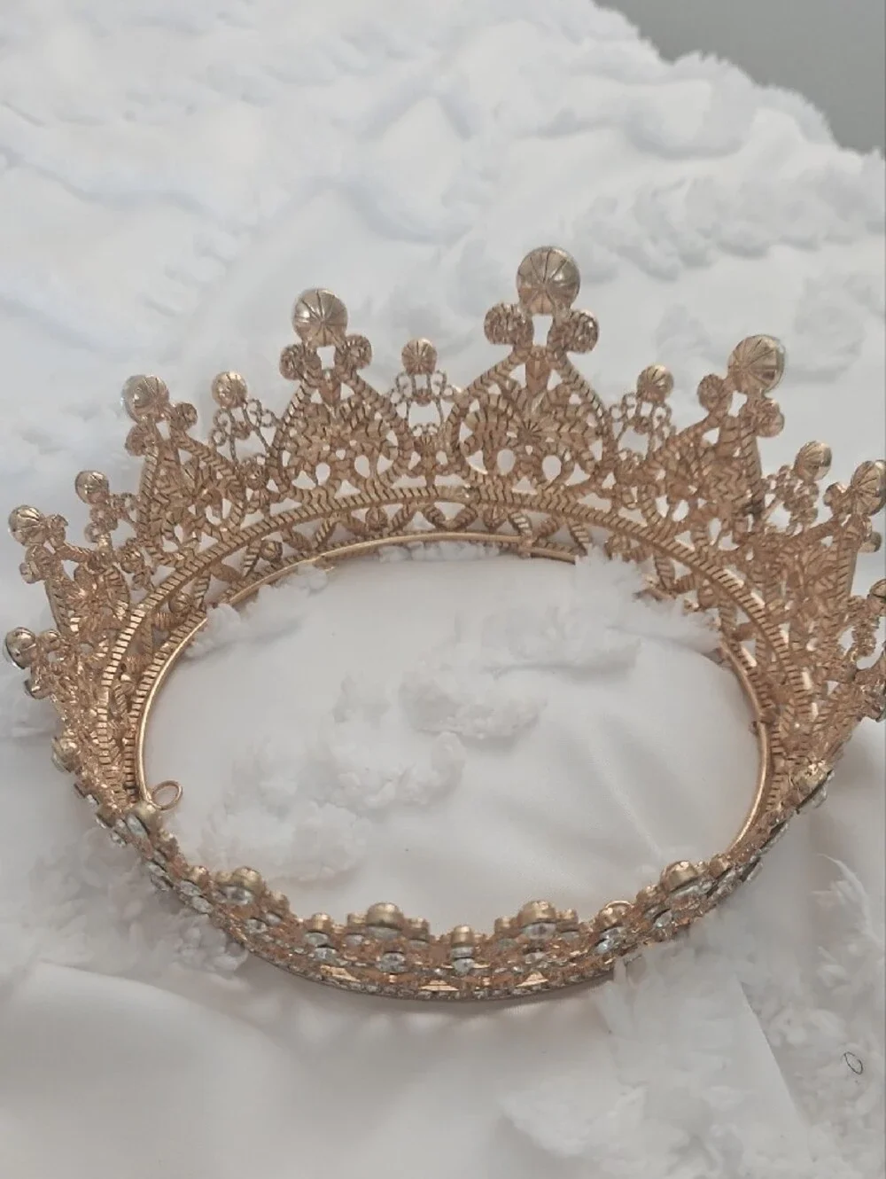 Crystal Accent Gold Tiara Crown for Women